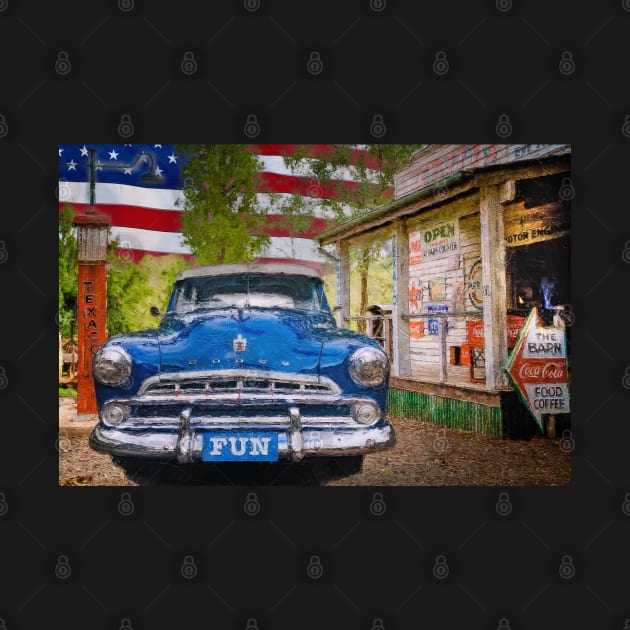 Classic American Automobile with American Flag by Custom Autos