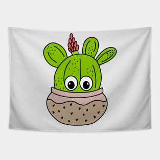 Cute Cactus Design #282: Cute Cactus With Flower In A Jar Planter Tapestry