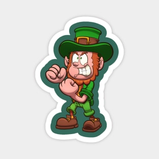 Angry Leprechaun Ready To Fight Magnet