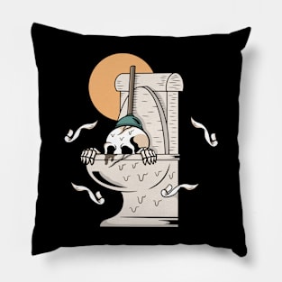 Toilet and skull Pillow