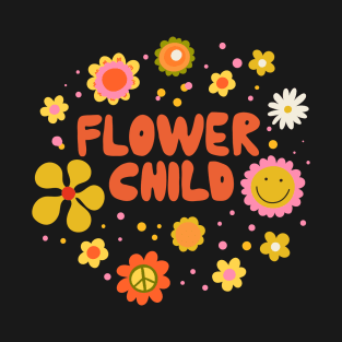 Flower Child 70s style Groovy Retro Vintage art T-Shirt