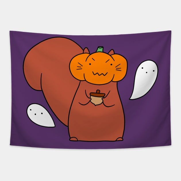 Ghost Pumpkin Squirrel Tapestry by saradaboru