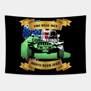 4x4 truck US Flag to men Tapestry