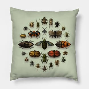 Circular Vintage Insect Entomology #2 Pillow