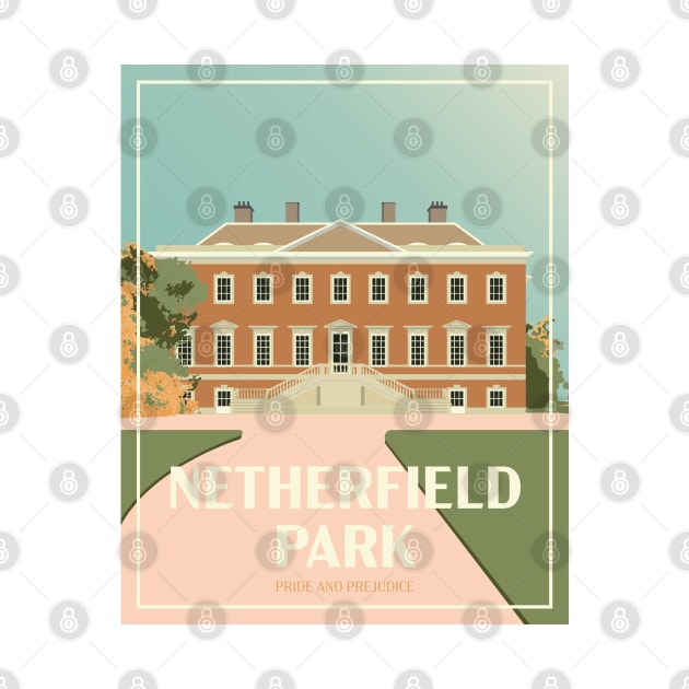 Art Deco Netherfield Park from Pride and Prejudice Illustration by MariOyama