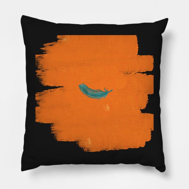 Blue Feather falling Pillow by alea1808