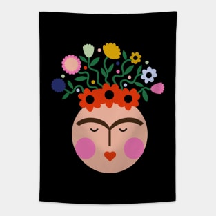 Cute colorful summer flowers Frida kahlo portrait mexican feminist painter viva la vida Tapestry