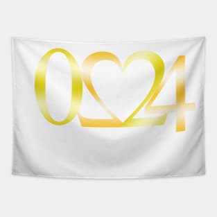 happy new year 2024 golden heart Tapestry