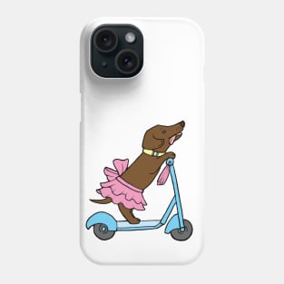 Ballerina Dachshund on a Scooter Phone Case