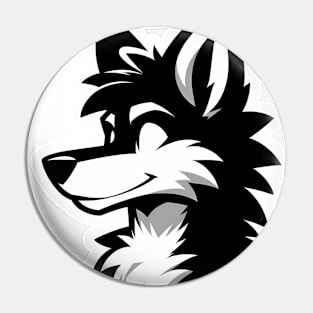 Simple Anthro Furry Wolf Silhouette V2 Pin