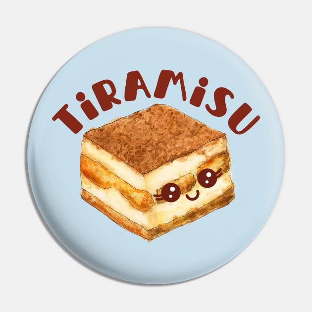 Cute Kawaii Tiramisu Italian Dessert Funny Birthday Pin by Illustradise