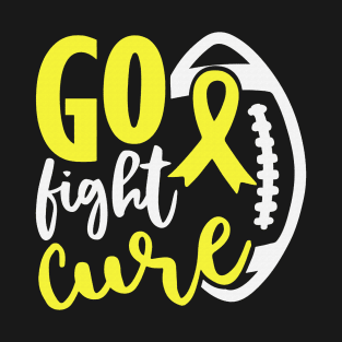 Football Tackle Go Fight Cure Hydrocephalus Awareness Yellow Ribbon Warrior Support T-Shirt