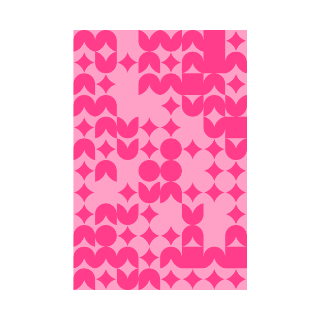 Girly Pinkish Geometric Pattern - Flowers & Stars #3 by Trendy-Now