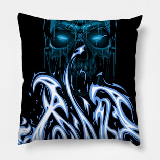 Blue fire skull Pillow