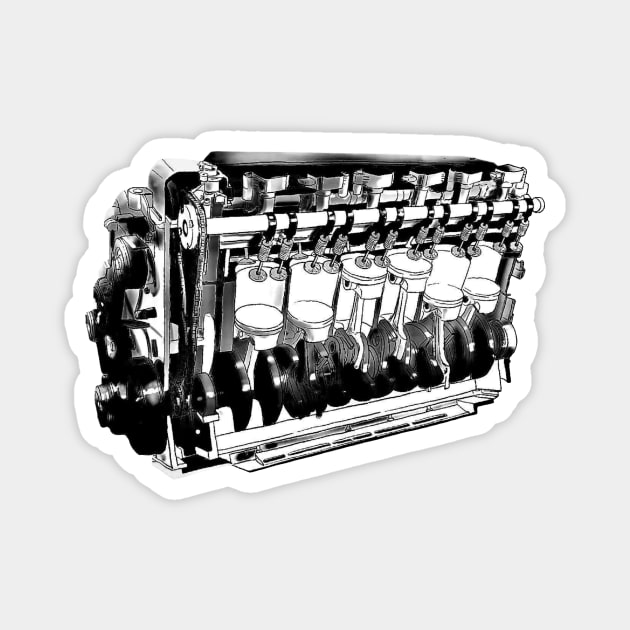 V12 ENGINE DESIGN Magnet by RPM ARCHIVES