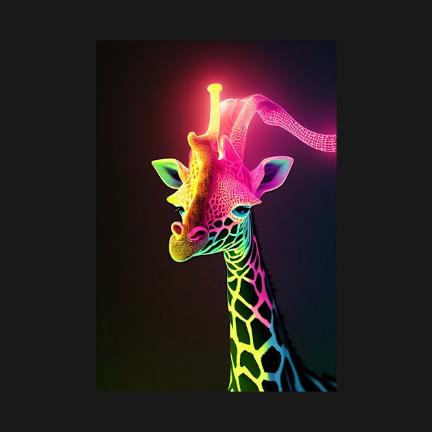 Geoff the Giraffe loves 5G trees, Neon Blast by Expedition-AI