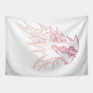 Outlined Dragon Head Gradient Tapestry