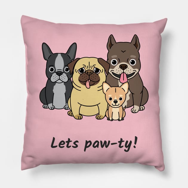 Lets pawty Pillow by Rc tees