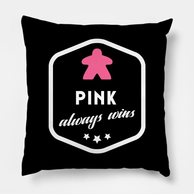 Pink Always Wins Meeple Board Games Meeples and Roleplaying Addict - Tabletop RPG Vault Pillow by tabletopvault