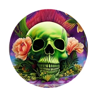 Green Floral Skull T-Shirt