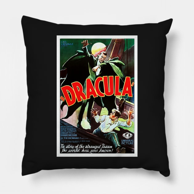 Digitally Restored Original Dracula Movie Poster with Bela Lugosi Pillow by vintageposterco