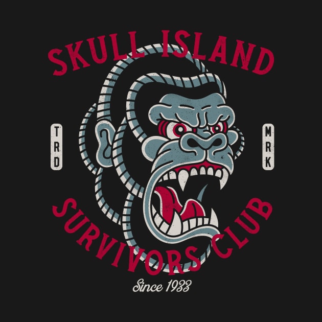 Skull Island Survivors Club - Gorilla - Vintage Traditional Tattoo by Nemons