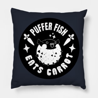 Funny Cute Puffer Fish Eating Carrot Hilarious Fishing Jokes Veganism Pillow