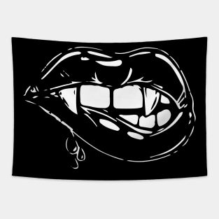 Halloween Vampire Fangs-Female Lips Blood Tapestry