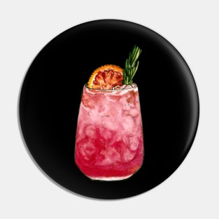 Pink Cocktail with Orange Slice - Watercolor Pin