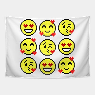 love emoji pixel art Tapestry