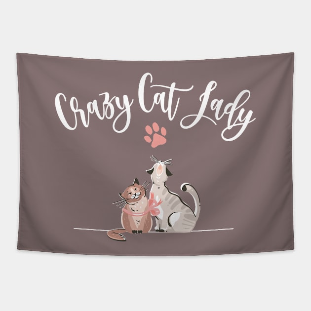 Crazy Cat Lady Funny Tapestry by figandlilyco