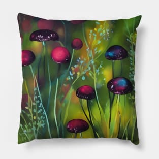 Watercolour Ruby Mushrooms Pillow