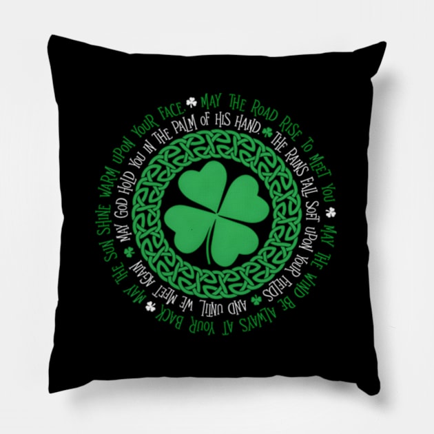 Irish Blessing Celtic Knot 4 Leaf C - St Patrick'S Day Pillow by jasper-cambridge