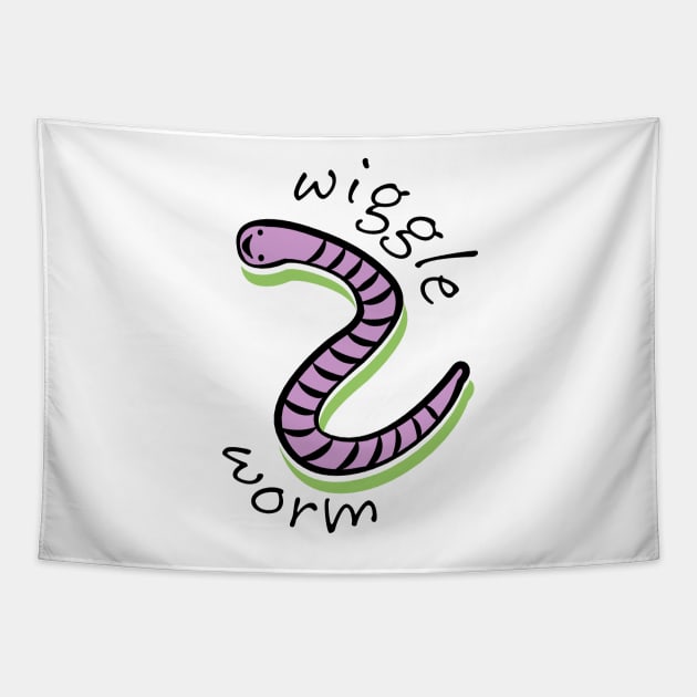 Cute Animal Wiggle Worm Tapestry by evisionarts