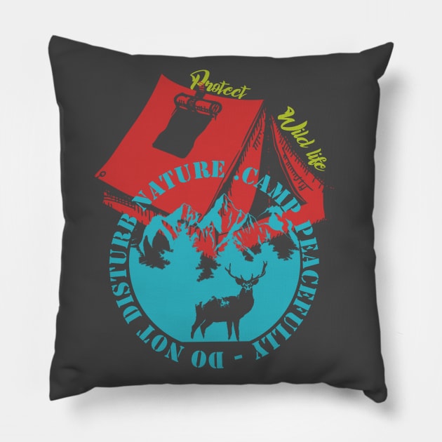 Camp peacefully do not disturb nature Pillow by The Bombay Brands Pvt Ltd