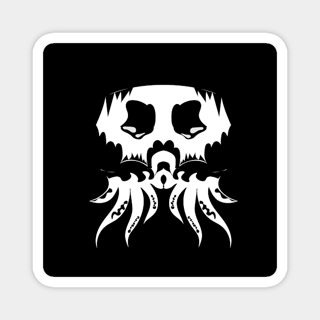 Black spooky skull octopus vector illustration Magnet by gurukreatif