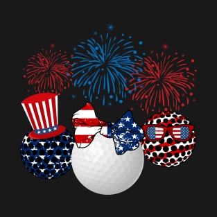 Golf American Flag Fireworks T-Shirt