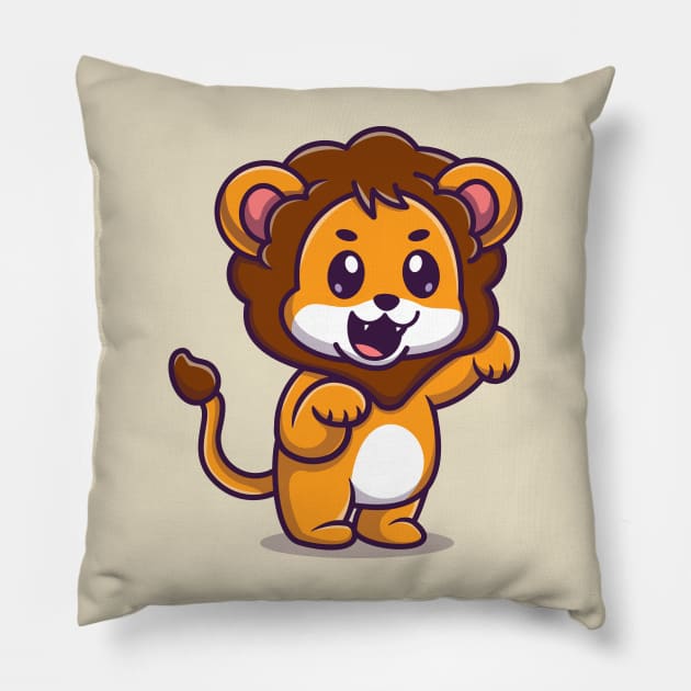 Cute Baby Lion Cartoon Pillow by Catalyst Labs