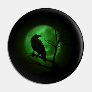 Raven and full moon Pin