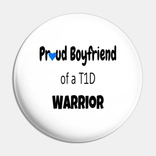 Proud Boyfriend Black Text Blue Heart Pin