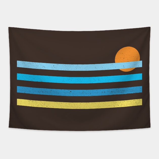 Sunset Ocean Lines Tapestry by Vanphirst