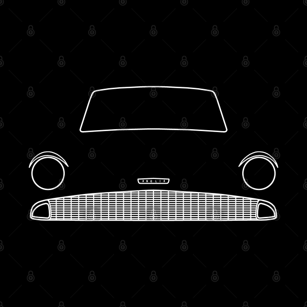 Ford Anglia classic car outline graphic (white) by soitwouldseem