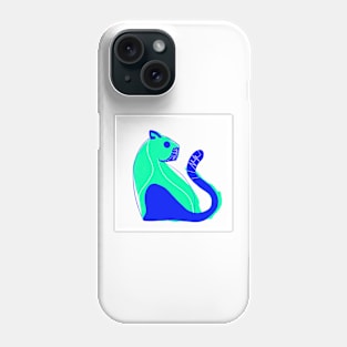 green cat in blue tail ecopop art Phone Case