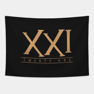 XXI (Twenty One) Gold Roman Numerals Tapestry