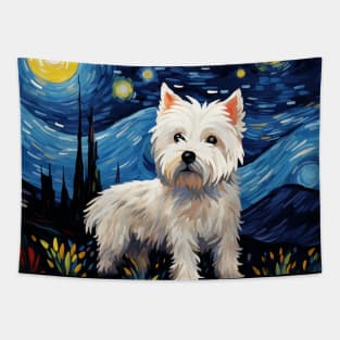 West Highland White Terrier Painted in Van Goh Style Tapestry