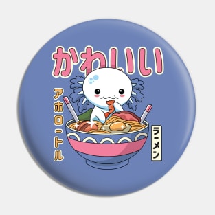 Kawaii Axolotl Enjoying Ramen Pin