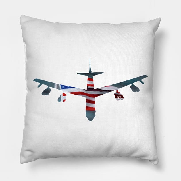 B-52 American Flag Silhouette Pillow by DSCarts