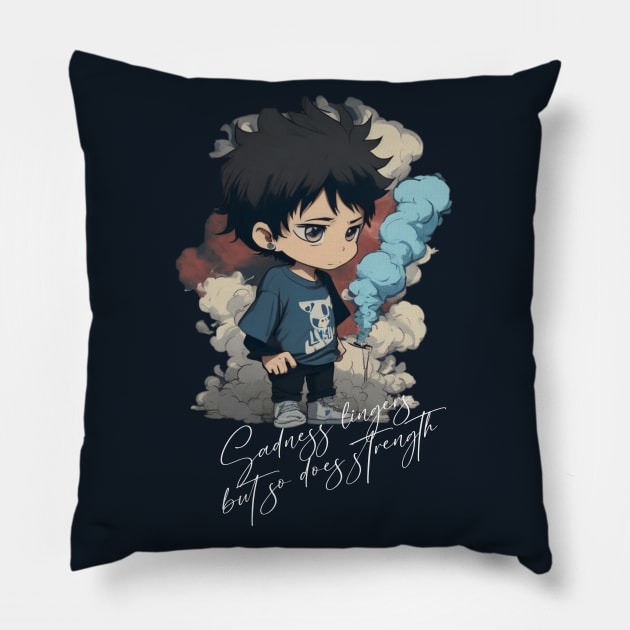 anime sad boy Pillow by AOAOCreation