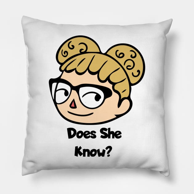 Does She Know? Parody Space Buns Afro Puff Meme Pillow by Nicheek