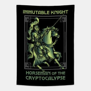 Immutable Knight - Horseman of the Cryptocalypse (black background) Tapestry